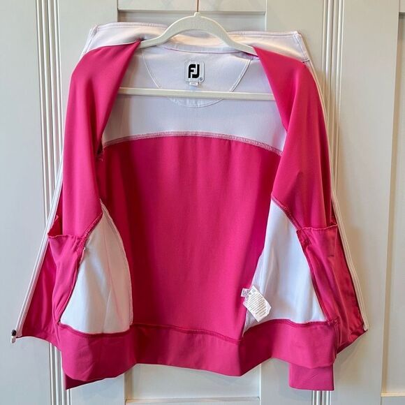 FootJoy HotĀ Pink White FullāZip Mid Layer Jacket Panel Pockets SizeāS - Picture 6 of 13